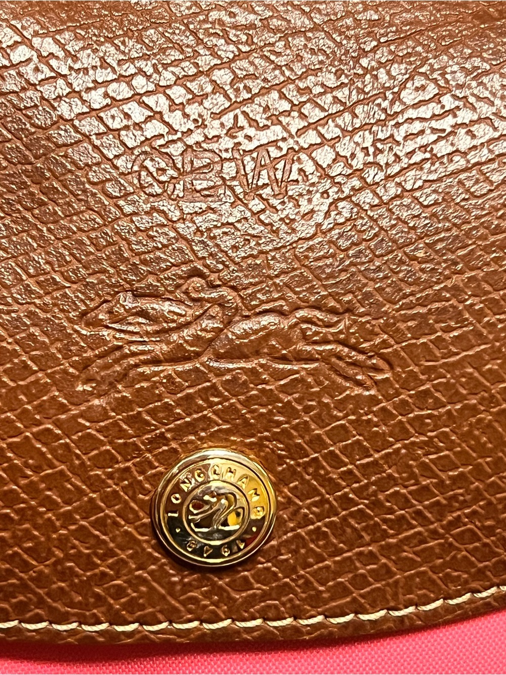 Longchamp Pink Nylon Tote with Brown Leather Trim - Picture 8 of 17